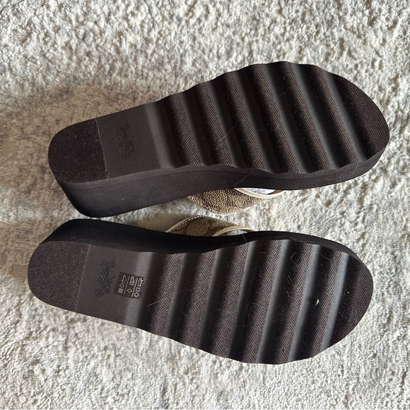 Coach Janice Signature Platform Wedged Sandals Brown - Picture 5 of 8